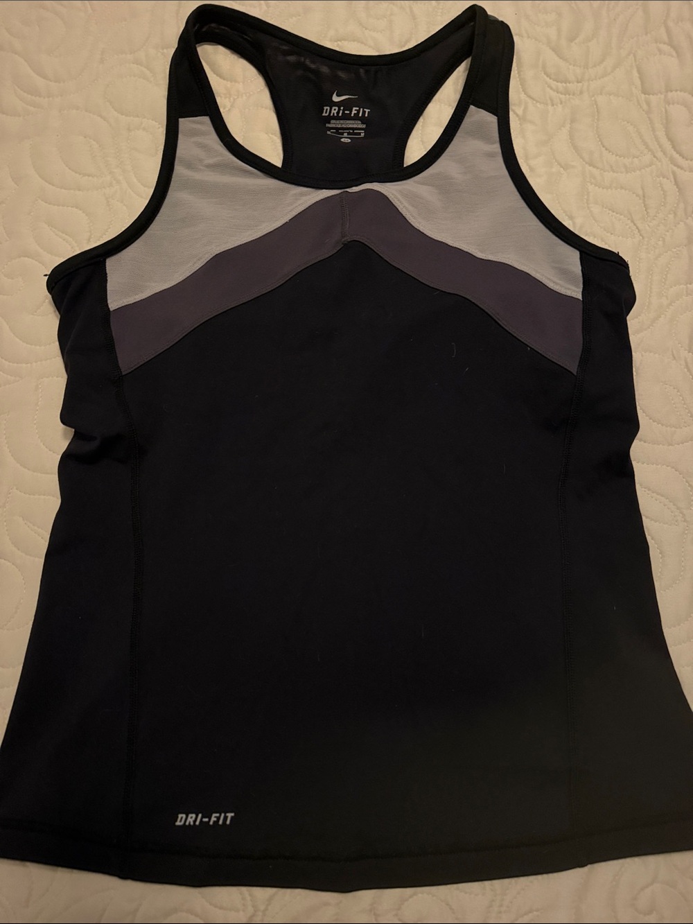 Nike Black Racerback Tank with Gray Accent Panels
